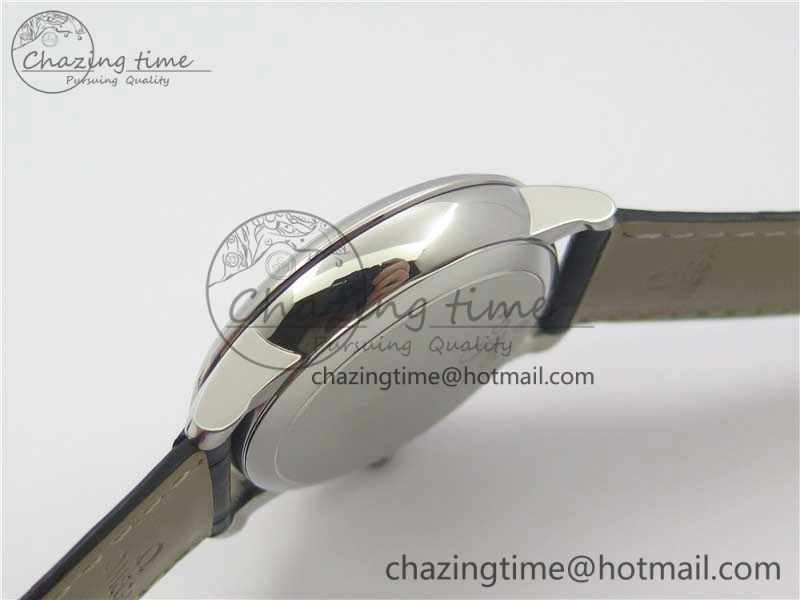 De Ville Prestige Real PR SS ZF 1:1 Best Edition White Dial Blue Markers on Black Leather Strap MIYOTA Stretchable 7941