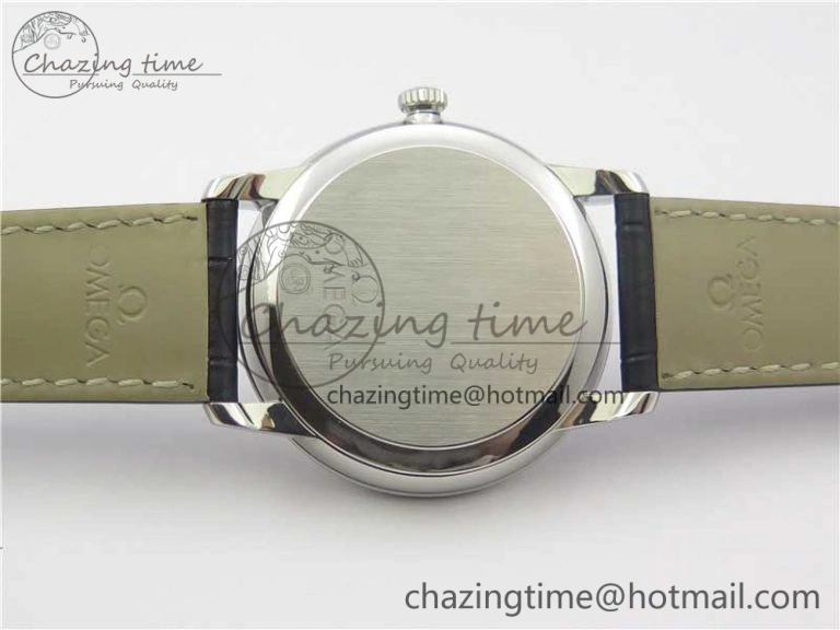 De Ville Prestige Real PR SS ZF 1:1 Best Edition White Dial Blue Markers on Black Leather Strap MIYOTA Stretchable 7941