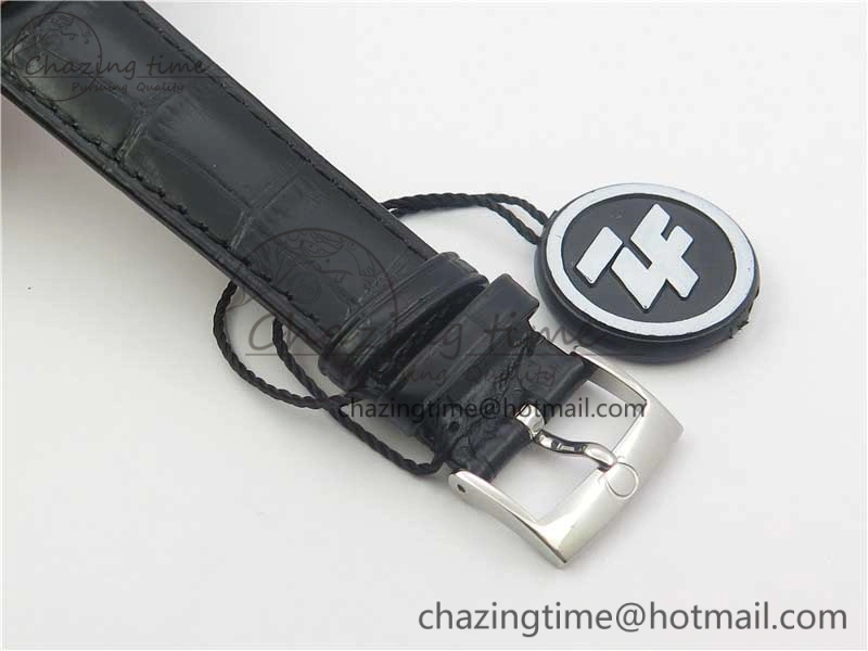 De Ville Prestige Real PR SS ZF 1:1 Best Edition White Dial Blue Markers on Black Leather Strap MIYOTA Stretchable 7941