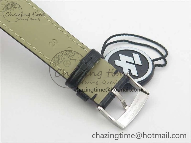 De Ville Prestige Real PR SS ZF 1:1 Best Edition White Dial Blue Markers on Black Leather Strap MIYOTA Stretchable 7941