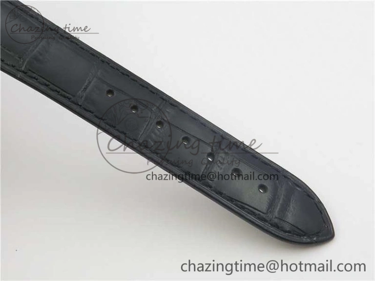 De Ville Prestige Real PR SS ZF 1:1 Best Edition White Dial Blue Markers on Black Leather Strap MIYOTA Stretchable 7941
