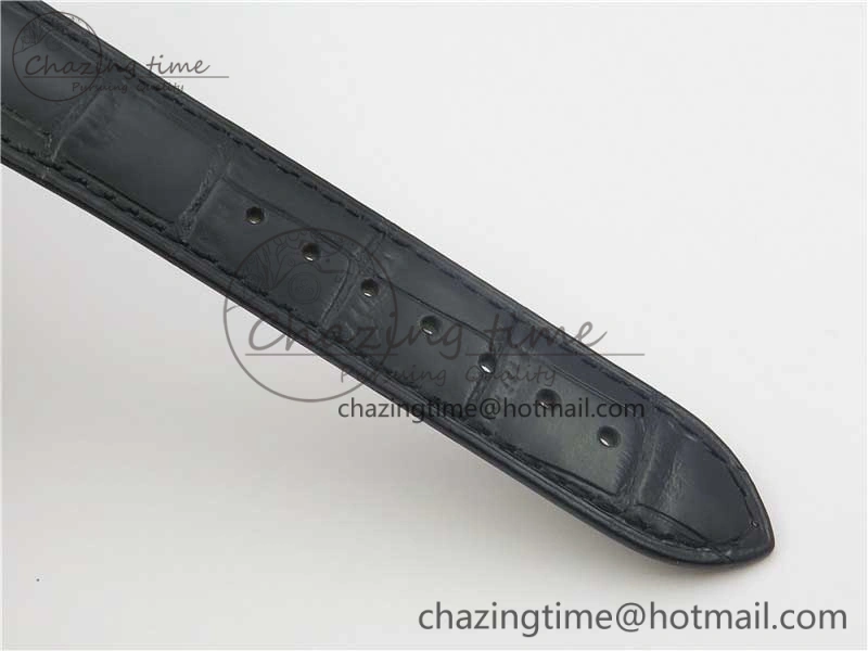De Ville Prestige Real PR SS ZF 1:1 Best Edition White Dial Blue Markers on Black Leather Strap MIYOTA Stretchable 7941