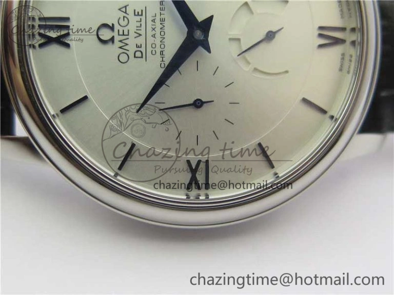 De Ville Prestige Real PR SS ZF 1:1 Best Edition White Dial Blue Markers on Black Leather Strap MIYOTA Stretchable 7941