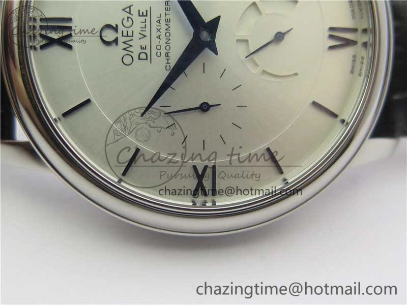 De Ville Prestige Real PR SS ZF 1:1 Best Edition White Dial Blue Markers on Black Leather Strap MIYOTA Stretchable 7941