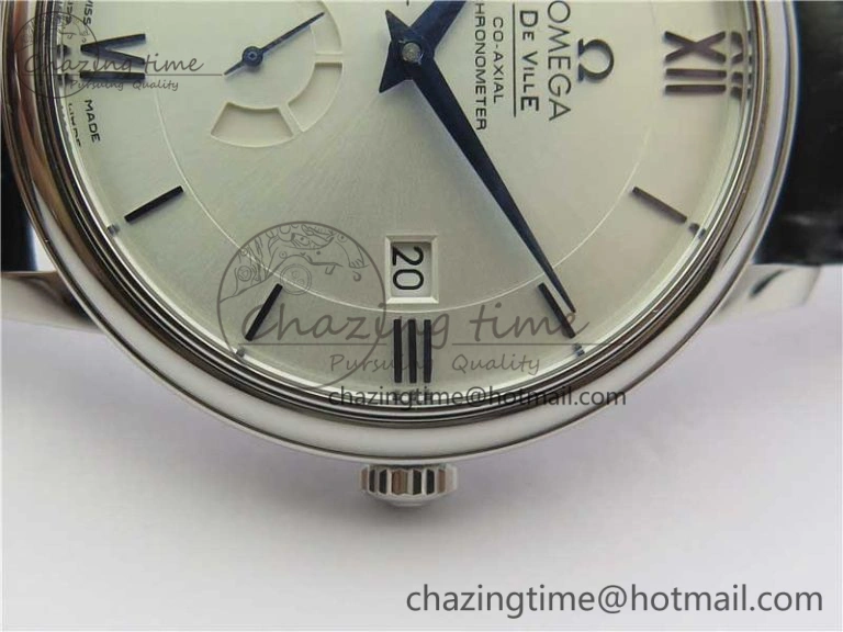 De Ville Prestige Real PR SS ZF 1:1 Best Edition White Dial Blue Markers on Black Leather Strap MIYOTA Stretchable 7941