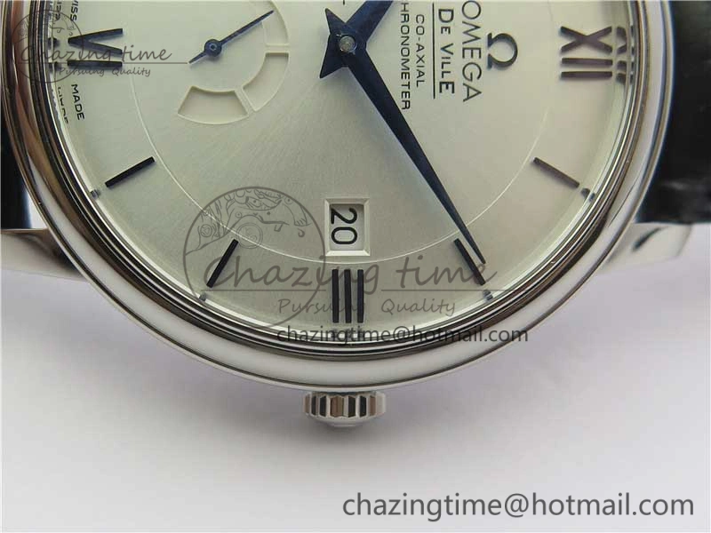De Ville Prestige Real PR SS ZF 1:1 Best Edition White Dial Blue Markers on Black Leather Strap MIYOTA Stretchable 7941