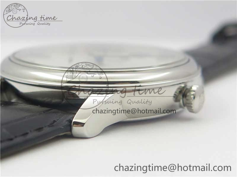 De Ville Prestige Real PR SS ZF 1:1 Best Edition White Dial Blue Markers on Black Leather Strap MIYOTA Stretchable 7941