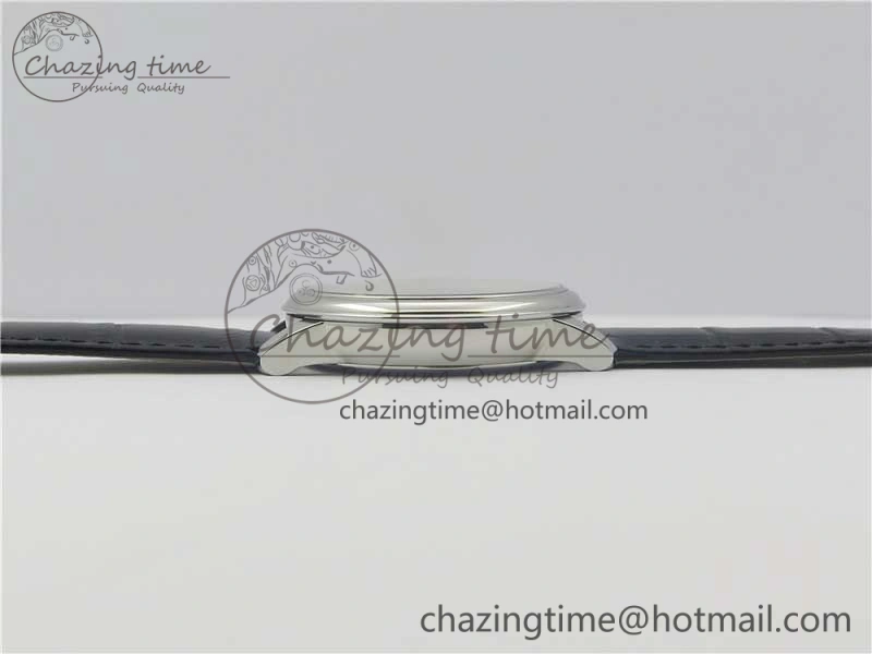 De Ville Prestige Real PR SS ZF 1:1 Best Edition White Dial Blue Markers on Black Leather Strap MIYOTA Stretchable 7941