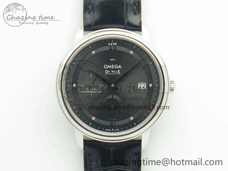 De Ville Prestige Real Power Reserve SS TW 1:1 Best Edition Gray Dial On Leather Strap A SportInspired 8090