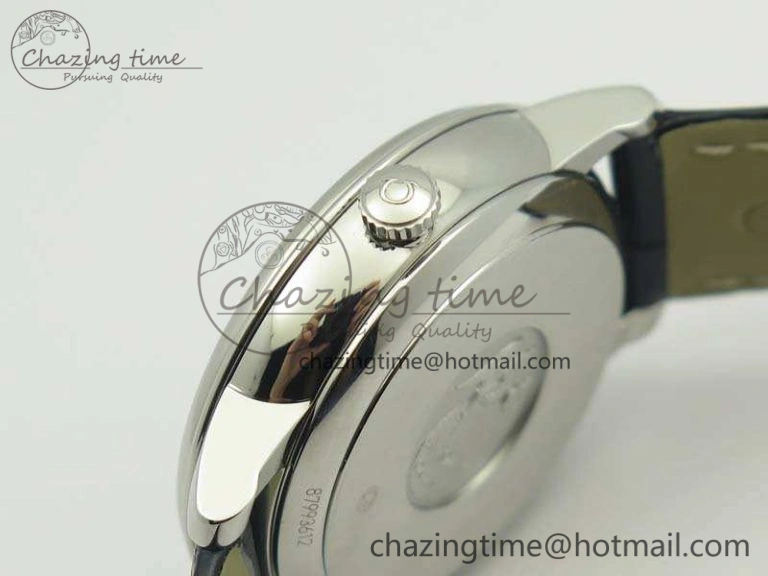 De Ville Prestige Real Power Reserve SS TW 1:1 Best Edition Silver Dial Blue Markers On Leather Strap A Premium 8093
