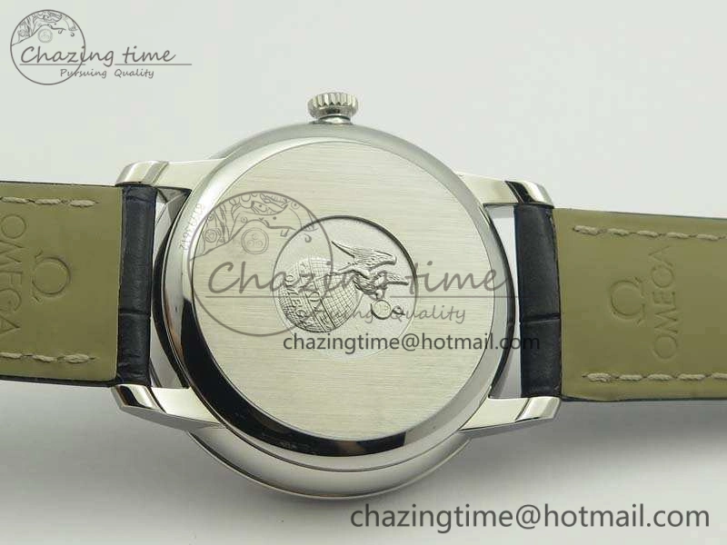 De Ville Prestige Real Power Reserve SS TW 1:1 Best Edition Silver Dial Blue Markers On Leather Strap A Premium 8093