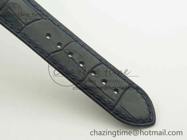 De Ville Prestige Real Power Reserve SS TW 1:1 Best Edition Silver Dial Blue Markers On Leather Strap A Premium 8093