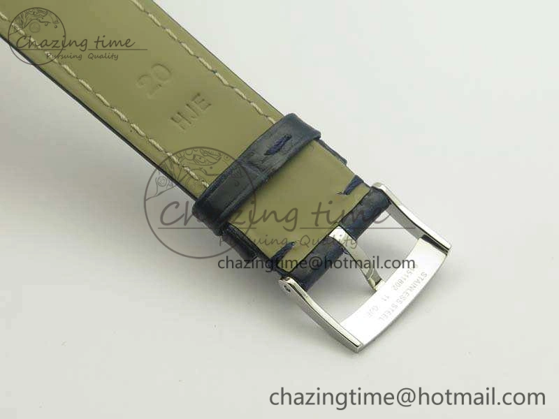 De Ville Prestige Real Power Reserve SS TW 1:1 Best Edition Silver Dial Blue Markers On Leather Strap A Premium 8093