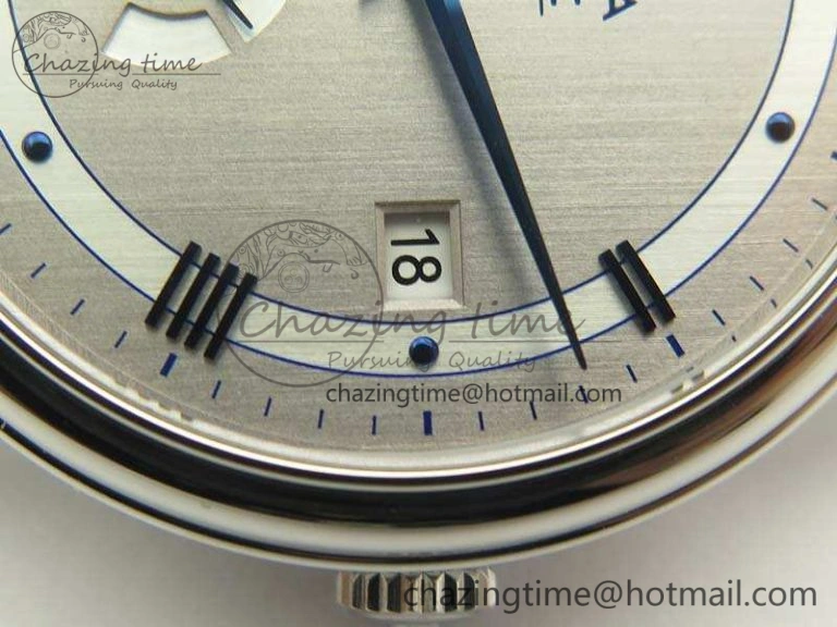 De Ville Prestige Real Power Reserve SS TW 1:1 Best Edition Silver Dial Blue Markers On Leather Strap A Premium 8093