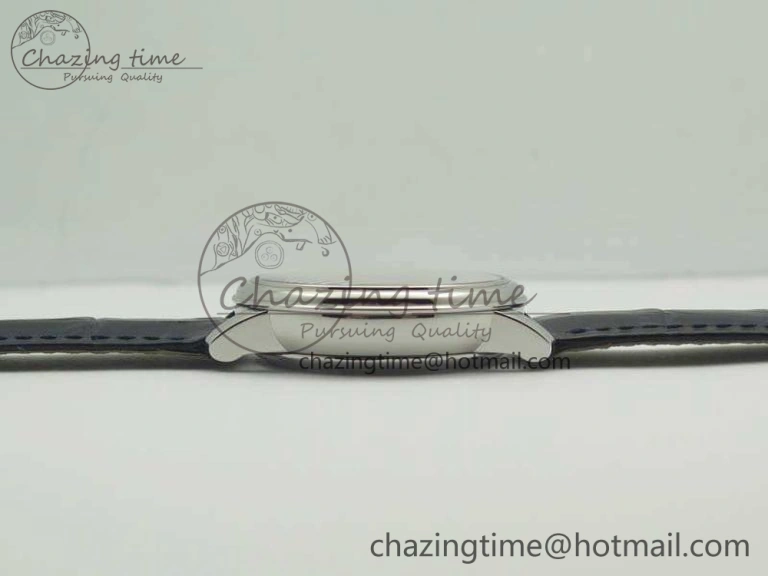 De Ville Prestige Real Power Reserve SS TW 1:1 Best Edition Silver Dial Blue Markers On Leather Strap A Premium 8093