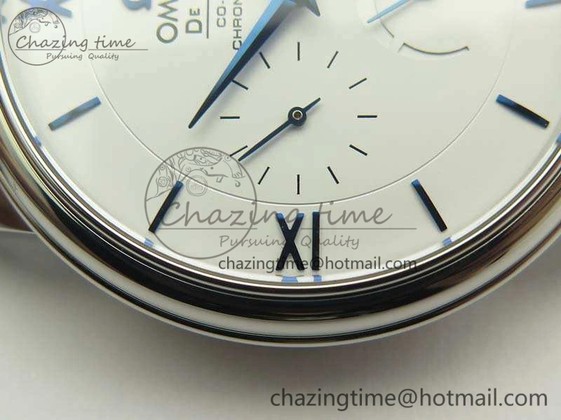 De Ville Prestige Real Power Reserve SS TW 1:1 Best Edition White Dial Blue Markers On Leather Strap A SoftTouch 8094
