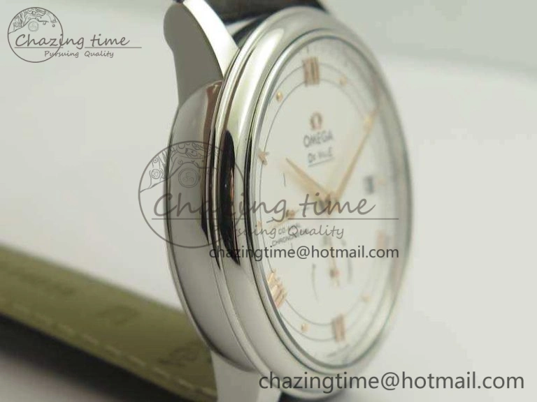Functional De Ville Prestige Real Power Reserve SS TW 1:1 Best Edition White Dial RG Markers On Leather Strap A 8089
