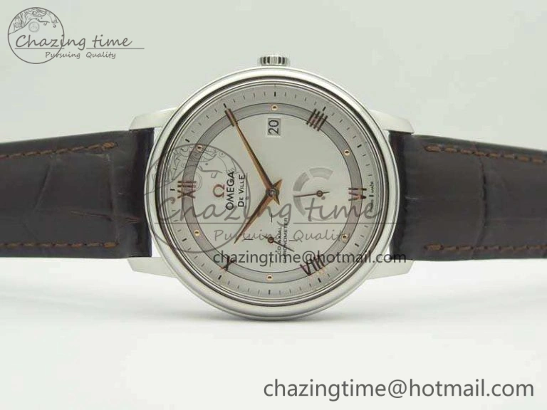 Functional De Ville Prestige Real Power Reserve SS TW 1:1 Best Edition White Dial RG Markers On Leather Strap A 8089