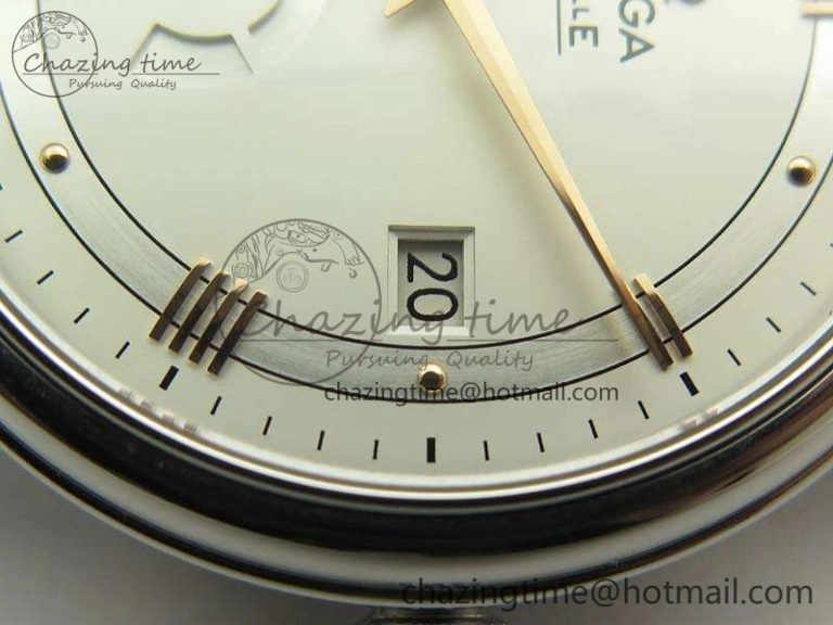 Functional De Ville Prestige Real Power Reserve SS TW 1:1 Best Edition White Dial RG Markers On Leather Strap A 8089