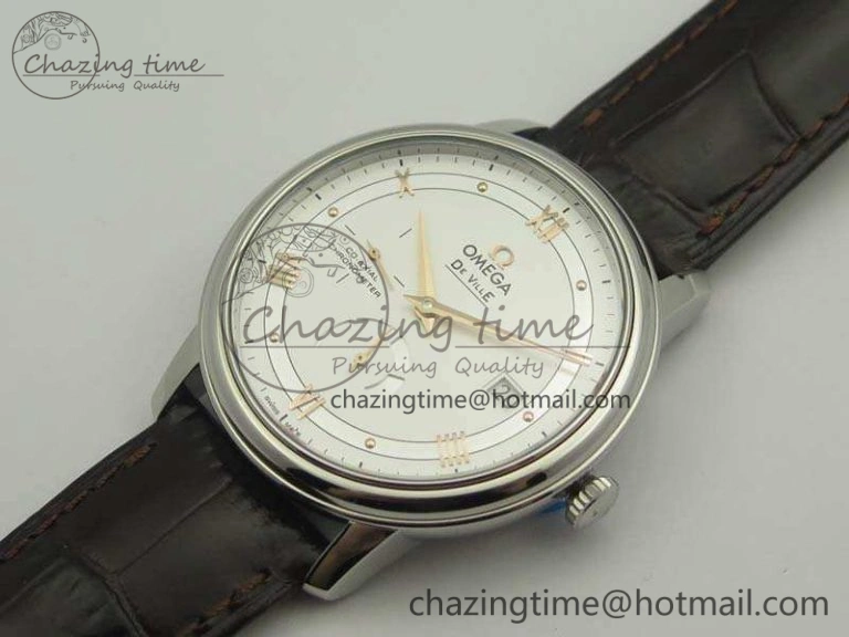Functional De Ville Prestige Real Power Reserve SS TW 1:1 Best Edition White Dial RG Markers On Leather Strap A 8089