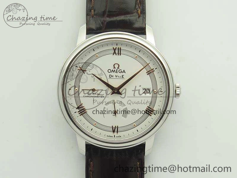 Functional De Ville Prestige Real Power Reserve SS TW 1:1 Best Edition White Dial RG Markers On Leather Strap A 8089