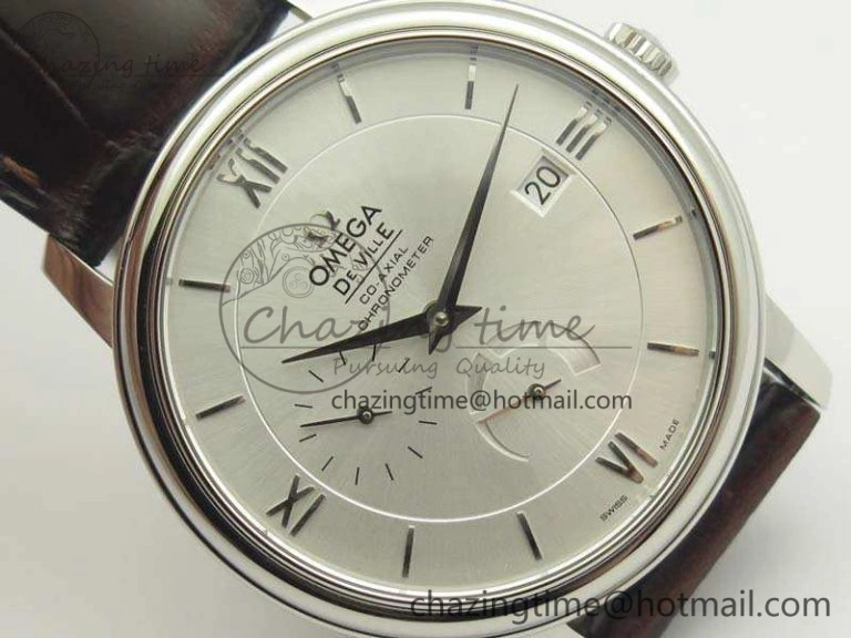 De Ville Prestige Real Power Reserve SS TW 1:1 Best Edition White Dial SS Markers On Leather Strap A Breathable 8095