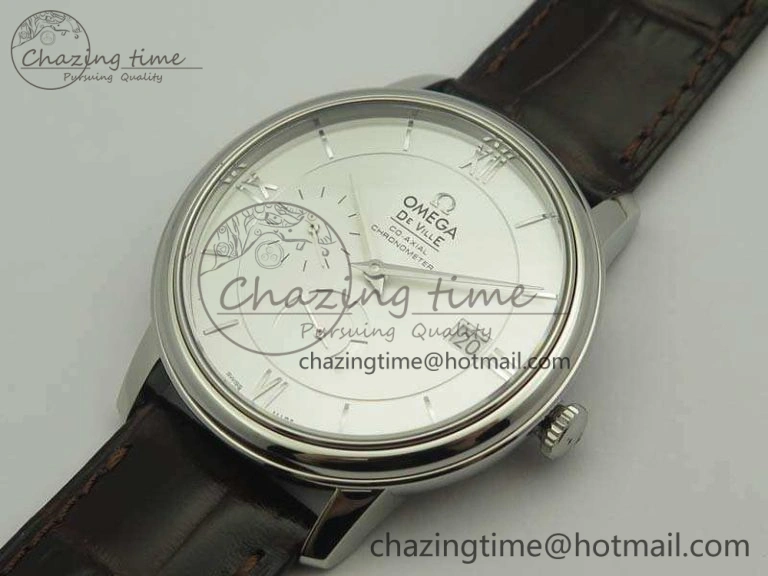 De Ville Prestige Real Power Reserve SS TW 1:1 Best Edition White Dial SS Markers On Leather Strap A Breathable 8095