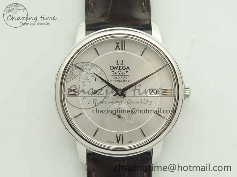 De Ville Prestige Real Power Reserve SS TW 1:1 Best Edition White Dial SS Markers On Leather Strap A Breathable 8095