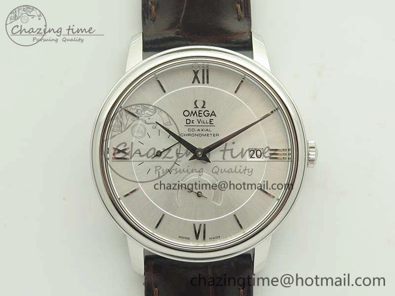 De Ville Prestige Real Power Reserve SS TW 1:1 Best Edition White Dial SS Markers On Leather Strap A Breathable 8095
