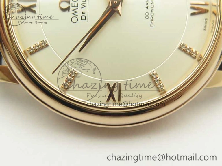 Fashionable De Ville RG MKF 1:1 Best Edition Silver Dial Diamonds Markers on Brown Leather Strap MIYOTA 9015 V 8047