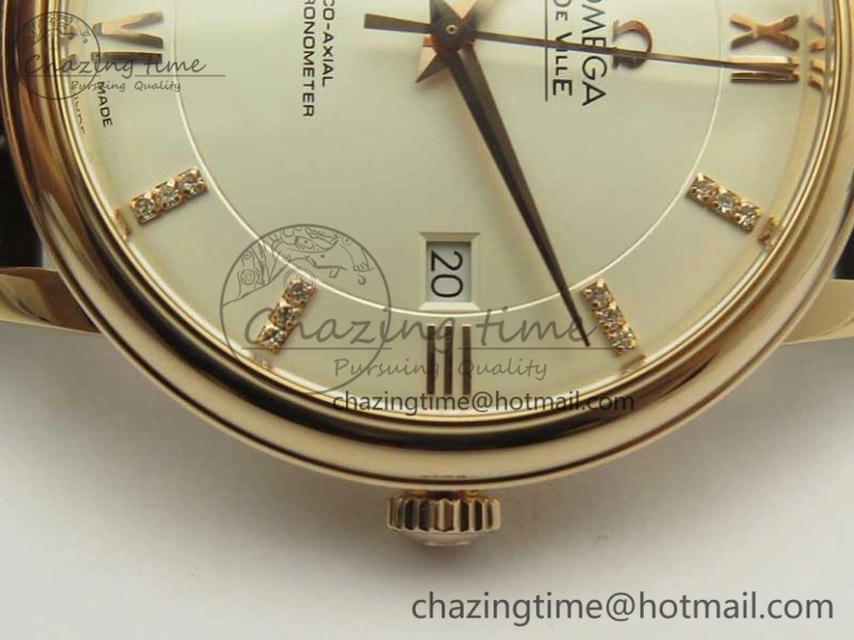 Fashionable De Ville RG MKF 1:1 Best Edition Silver Dial Diamonds Markers on Brown Leather Strap MIYOTA 9015 V 8047
