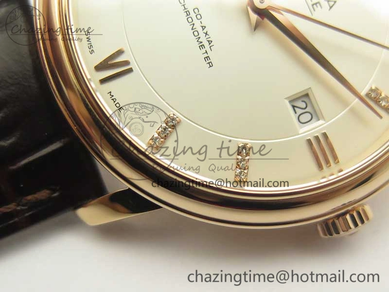 Fashionable De Ville RG MKF 1:1 Best Edition Silver Dial Diamonds Markers on Brown Leather Strap MIYOTA 9015 V 8047