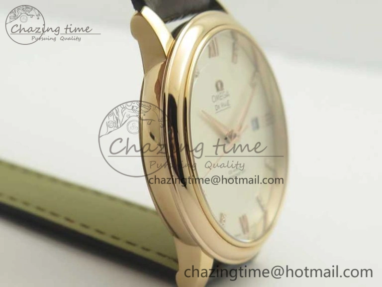 Fashionable De Ville RG MKF 1:1 Best Edition Silver Dial Diamonds Markers on Brown Leather Strap MIYOTA 9015 V 8047
