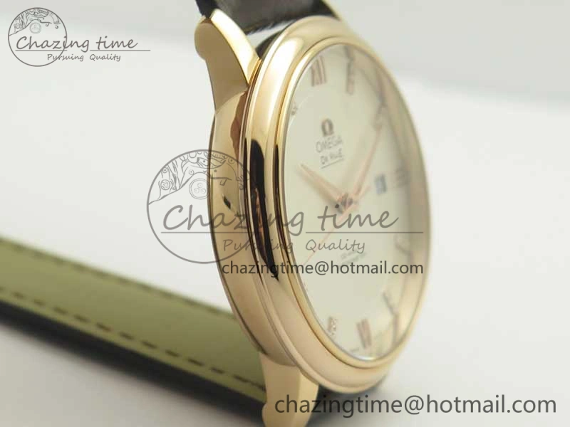Fashionable De Ville RG MKF 1:1 Best Edition Silver Dial Diamonds Markers on Brown Leather Strap MIYOTA 9015 V 8047