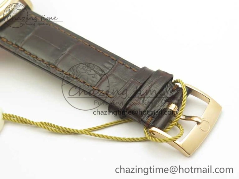 De Ville RG MKF 1:1 Best Edition Silver Dial RG Markers on Brown Leather Strap MIYOTA 9015 V FlexibleFit 8049
