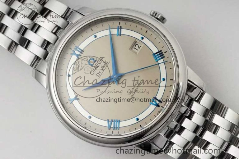 Chic De Ville SS DIWF 1:1 Best Edition Gray White Dial Blue Markers on SS Bracelet MIYOTA 7852