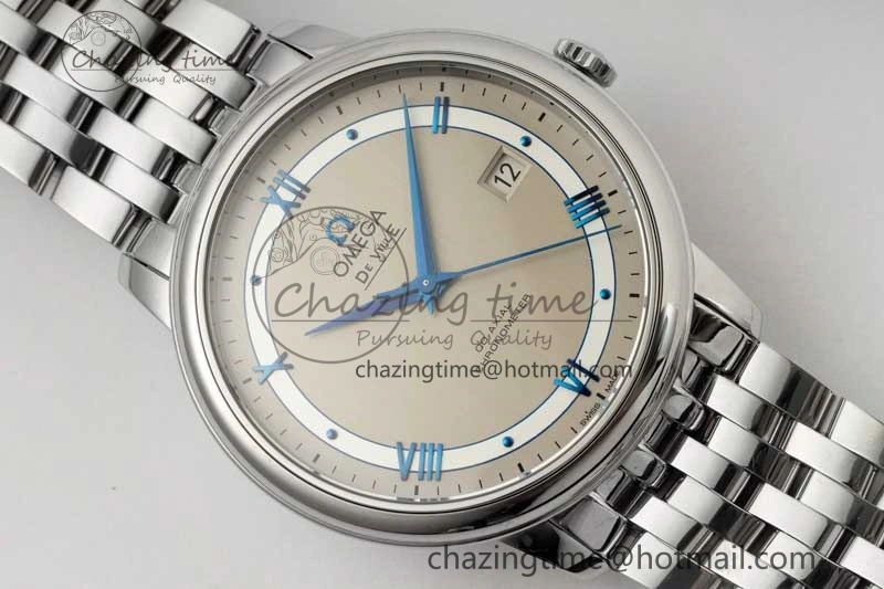 Chic De Ville SS DIWF 1:1 Best Edition Gray White Dial Blue Markers on SS Bracelet MIYOTA 7852
