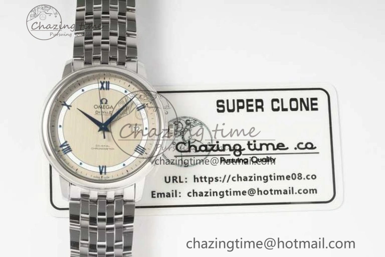 Chic De Ville SS DIWF 1:1 Best Edition Gray White Dial Blue Markers on SS Bracelet MIYOTA 7852