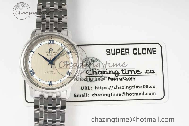 Chic De Ville SS DIWF 1:1 Best Edition Gray White Dial Blue Markers on SS Bracelet MIYOTA 7852