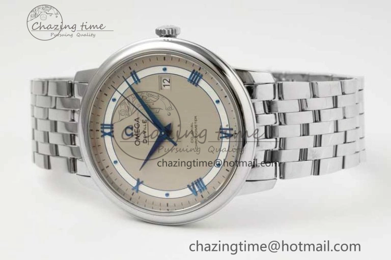 Chic De Ville SS DIWF 1:1 Best Edition Gray White Dial Blue Markers on SS Bracelet MIYOTA 7852