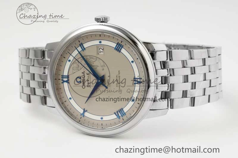 Chic De Ville SS DIWF 1:1 Best Edition Gray White Dial Blue Markers on SS Bracelet MIYOTA 7852