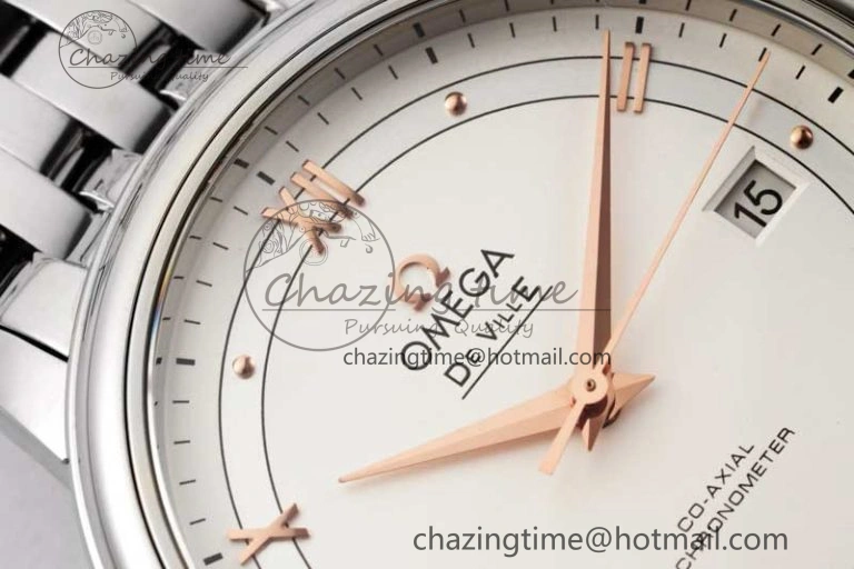 De Ville SS DIWF 1:1 Best Edition White Dial RG Markers on SS Bracelet MIYOTA Tailored 7847