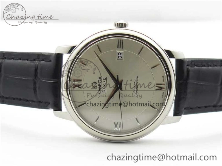 Premium De Ville SS KZF 1:1 Best Edition White Dial on Black Leather Strap MIYOTA 7909