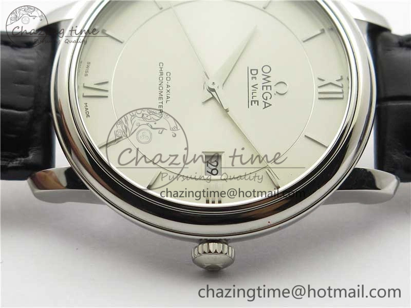 Premium De Ville SS KZF 1:1 Best Edition White Dial on Black Leather Strap MIYOTA 7909