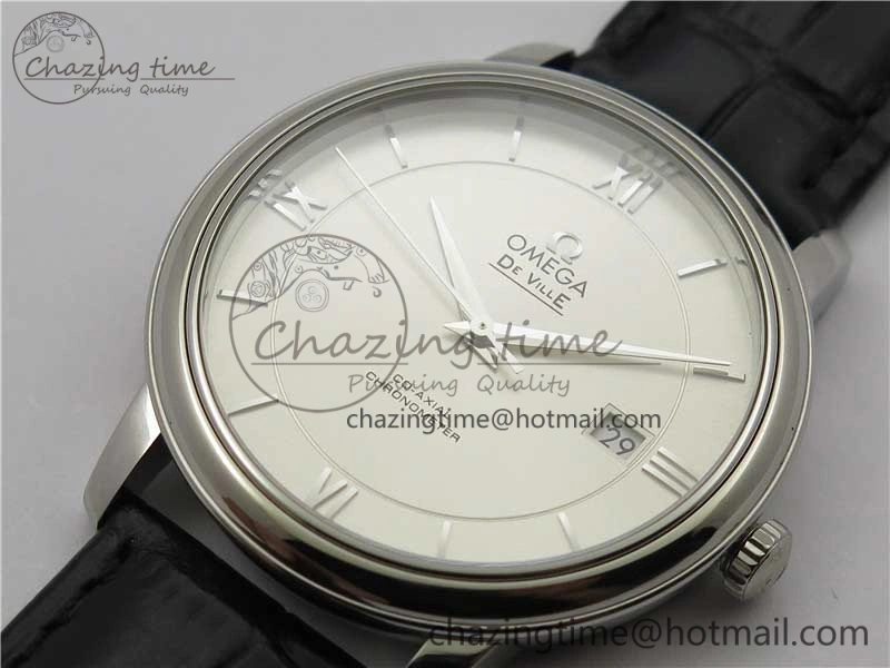 Premium De Ville SS KZF 1:1 Best Edition White Dial on Black Leather Strap MIYOTA 7909