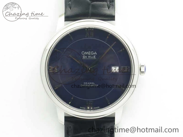 WellDesigned De Ville SS MK 1:1 Best Edition Blue Dial SS Markers On Leather Strap Miyota 9015 V 8068