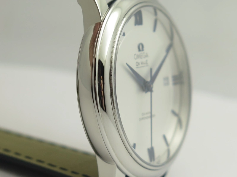 Stylish De Ville SS MK 1:1 Best Edition Silver Dial Blue Markers On Leather Strap Miyota 9015 V 8066