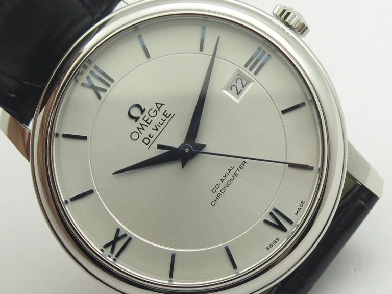 Stylish De Ville SS MK 1:1 Best Edition Silver Dial Blue Markers On Leather Strap Miyota 9015 V 8066