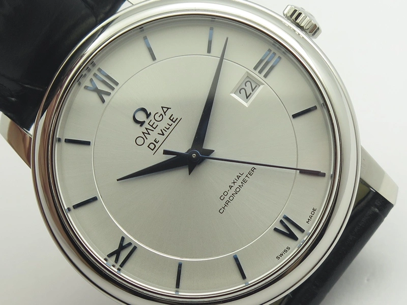 Stylish De Ville SS MK 1:1 Best Edition Silver Dial Blue Markers On Leather Strap Miyota 9015 V 8066