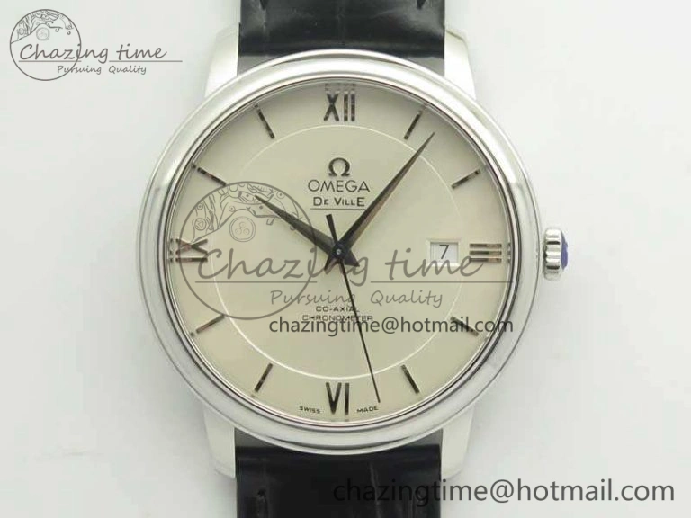 De Ville SS MK 1:1 Best Edition White Dial SS Markers On Leather Strap Miyota 9015 V SportInspired 8077